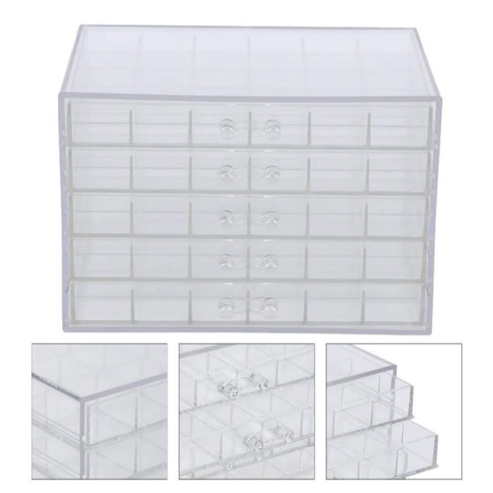 Acrylic EMPTY Nail Art Storage Box -120 Slots -5 Levels Of Removable Drawers NEW